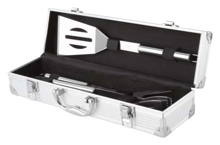 Przyrządy do grilla reklamowe z nadrukiem Carolina srebrne AP800384