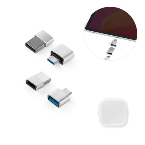 Przejdź do produktu MINSKY. Zestaw 2 aluminiowych adapterów USB-A / USB-C 97090