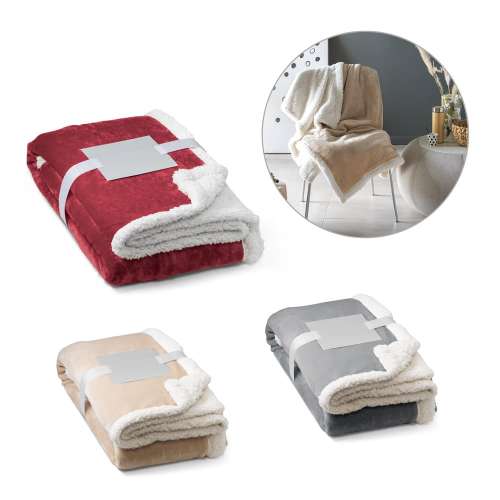 Przejdź do produktu HEIDEN. Dwustronny polarowy koc (190 g/m²) z satynową wstążką i etykietą do personalizacji 99078