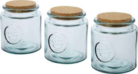 3-częściowe Zestawy reklamowe słoików o pojemności 800 ml ze szkieł z recyklingu Aire 11315501