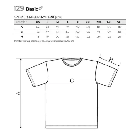 Męska koszulka krótki rękaw Adler Basic 129 chabrowy XXL