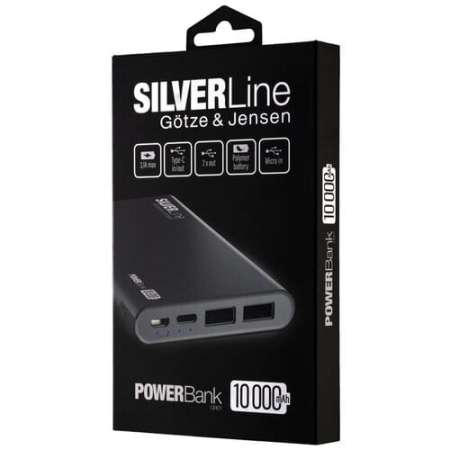 Powerbank GÖTZE & JENSEN Silver Line PZMI11G Szary 10000mAh 2xUSB USB-C - nagrody jubileuszowe