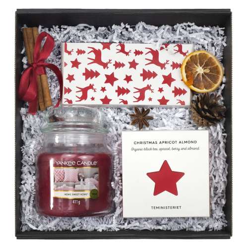 Przejdź do produktu Box 10 - prezent świąteczny dla klientów (czekolada z orzechami, herbata Teministeriet, świeca Yankee Candle)