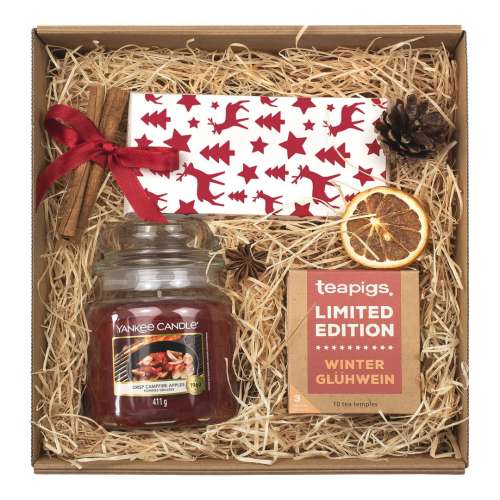 Przejdź do produktu Box 12 - prezenty świateczne dla klientów (czekolada z orzechami, świeca Yankee Candle, herbata Teapigs)