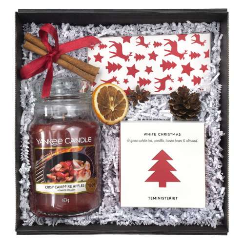 Przejdź do produktu Box 8 - prezenty firmowe na święta (czekolada z orzechami, świeca Yankee Candle, herbata Teministeriet)