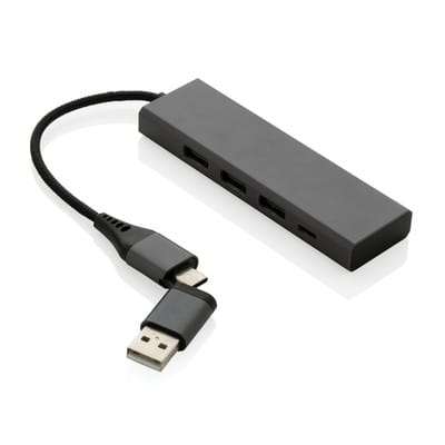 Przejdź do produktu Hub USB 2.0 z USB C, aluminium z recyklingu P308.682