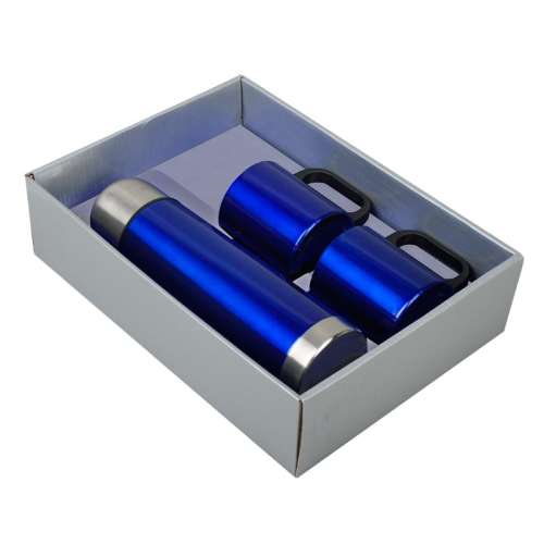 Przejdź do produktu Metalowy termos Picnic 480 ml + 2 kubki, niebieski/srebrny R08383