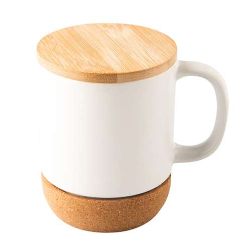 Przejdź do produktu Kubek ceramiczny z bambusową przykrywką Giulia, biały R85309.06