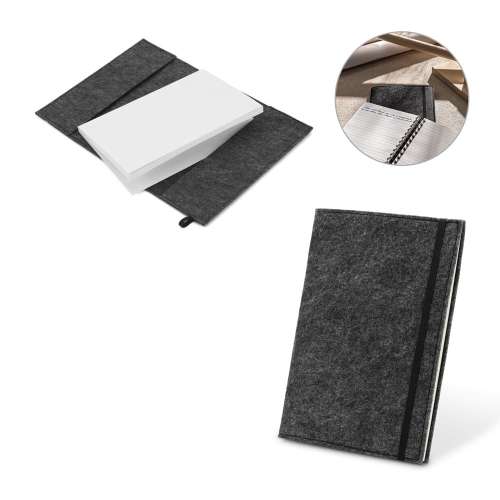Przejdź do produktu BALDWIN. Notatnik A5 z okładką z filcu z recyklingu (100% rPET) i stronami w linie w 100% z papieru pochodzącego z recyklingu 93636