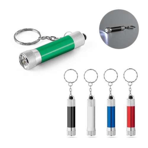 Przejdź do produktu RE-LERGAN. Aluminiowy brelok do kluczy (92% z recyklingu) z latarką LED z 3 diodami 95092