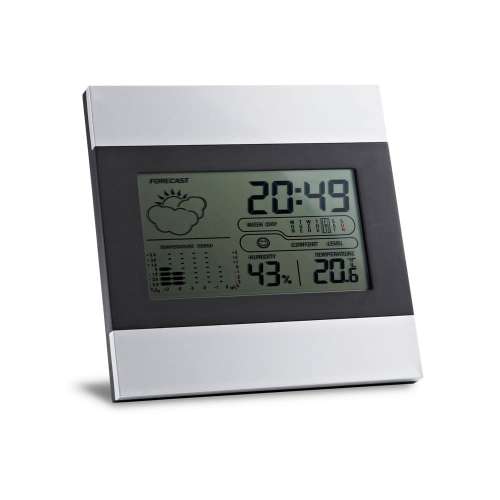 Przejdź do produktu DENE. Biurkowa stacja pogodowa z ekranem LCD z aluminium i ABS 97070