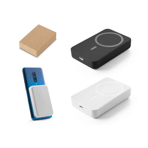Przejdź do produktu AMPERE 10. Magnetyczny power bank 10 000 mAh z superszybką ładowarką bezprzewodową 15 W wykonany w ABS pochodzącego z recyklingu (100% rABS) 97167