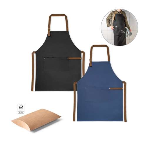 Przejdź do produktu VESPER. Fartuch z płótna bawełnianego 100% (300 g/m²) z metalowymi detalami 99816