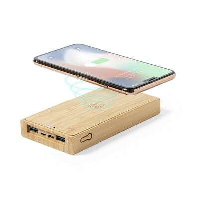Przejdź do produktu Bambusowy bezprzewodowy power bank 10000 mAh, ładowarka bezprzewodowa 5W, ładowarka słoneczna V8335-16