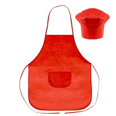 Przejdź do produktu Zestaw małego kucharza, fartuch kuchenny i czapka kucharska, rozmiar dziecięcy | Nedina VA063-05