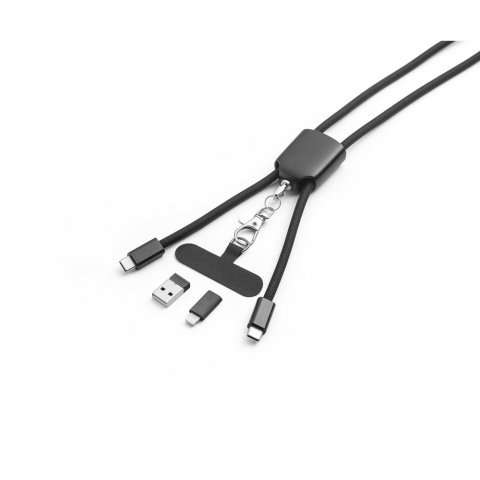 Przejdź do produktu ZEWAIL. Smycz z dołączonym uchwytem na smartfona, kablem USB-C i różnymi adapterami z recyklingowanego ABS i recyklingowanego TPE 97194