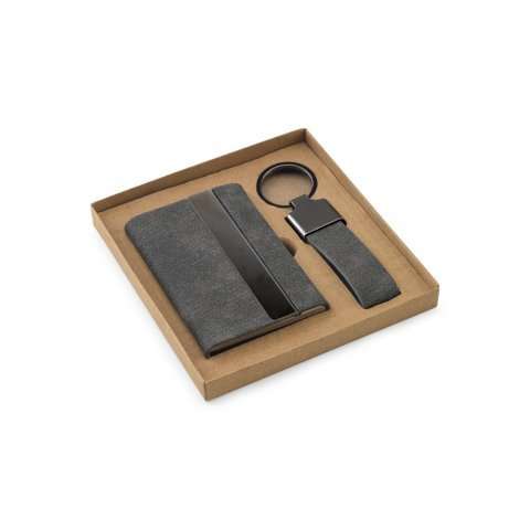 Przejdź do produktu VAUGHN. Zestaw składający się z etui na karty i etui na klucze, oba wykonane z metalu i poliestru z recyklingu (30% rPET) 95100