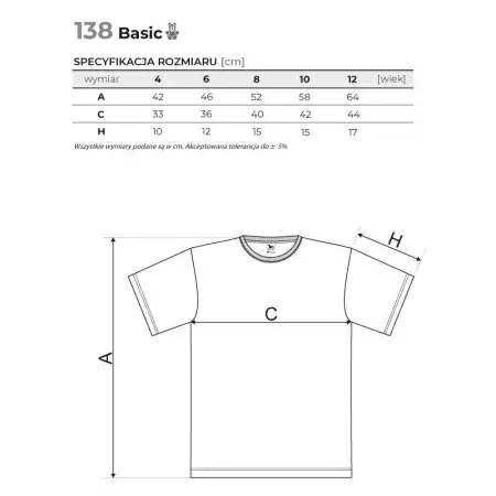 Dziecięca koszulka krótki rękaw Adler Basic 138 chabrowy 122 cm