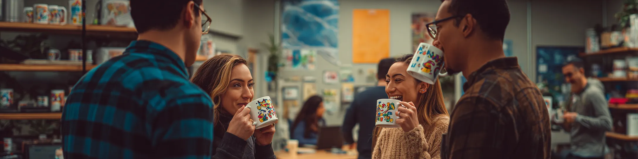 Różnorodne modele kubków reklamowych z firmowymi nadrukami