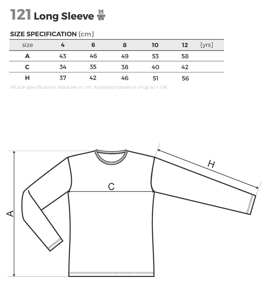 Dziecięca koszulka, długi rękaw Adler 121 Chabrowy 110cm