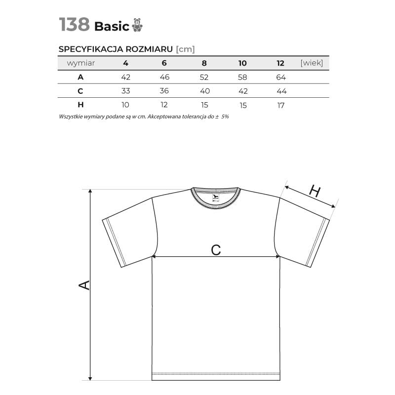 Dziecięca koszulka krótki rękaw Adler Basic 138 chabrowy 122 cm